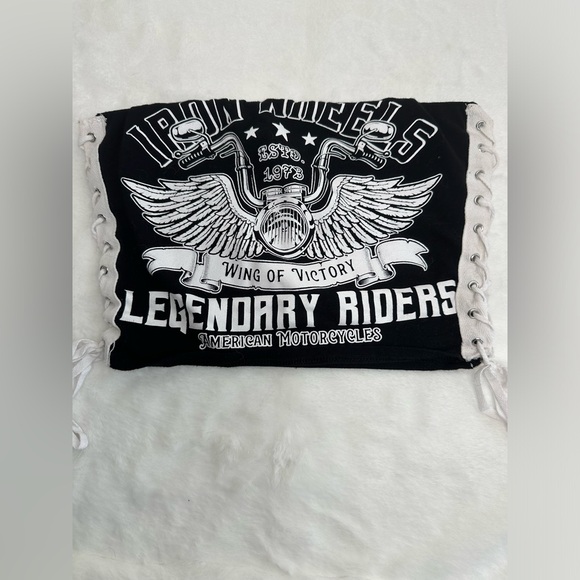 MOTORCYCLE CROP TOP - BLACK & WHITE - SIZE MEDIUM - Picture 1 of 2